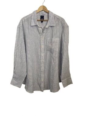 GAP Men's 100% Linen Striped Button-Up Shirt Size XL NWT